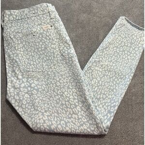 Jen 7 For‎ All Mankind Pants Blue White Cheetah Leopard Ankle Skinny Stretch 10